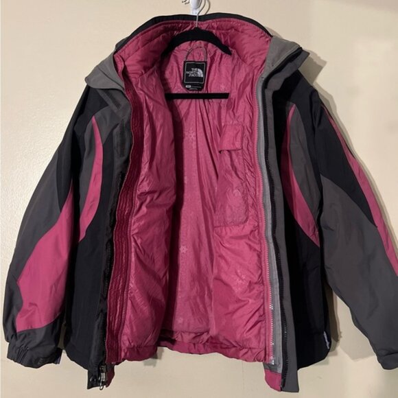 The North Face 3in1 Hooded Insulated Ski Jacket Pink/Black/Gray Size Small - Picture 2 of 8